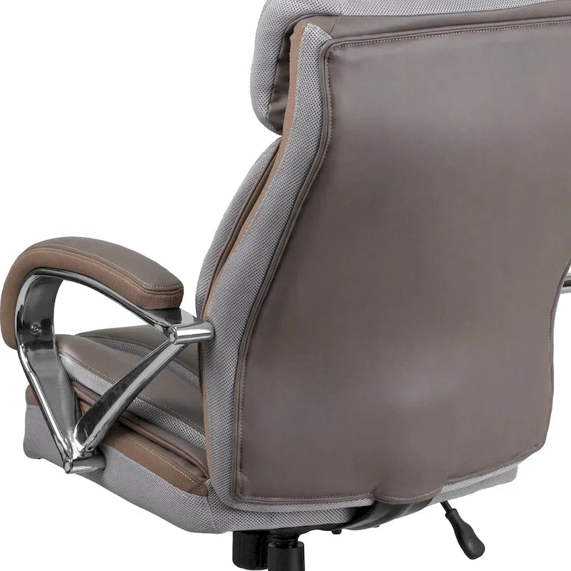 Sedia da ufficio girevole in LeatherSoft con schienale alto Nera/Marrone/Tortora, 1 posto, capacità 227 kg