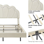 Letto a piattaforma in velluto rosa/beige con LED e ottomana contenitore – Matrimoniale, 2 pezzi