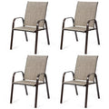 Sedia pieghevole da patio grigia/beige/nera/marrone con braccioli, set da 4
