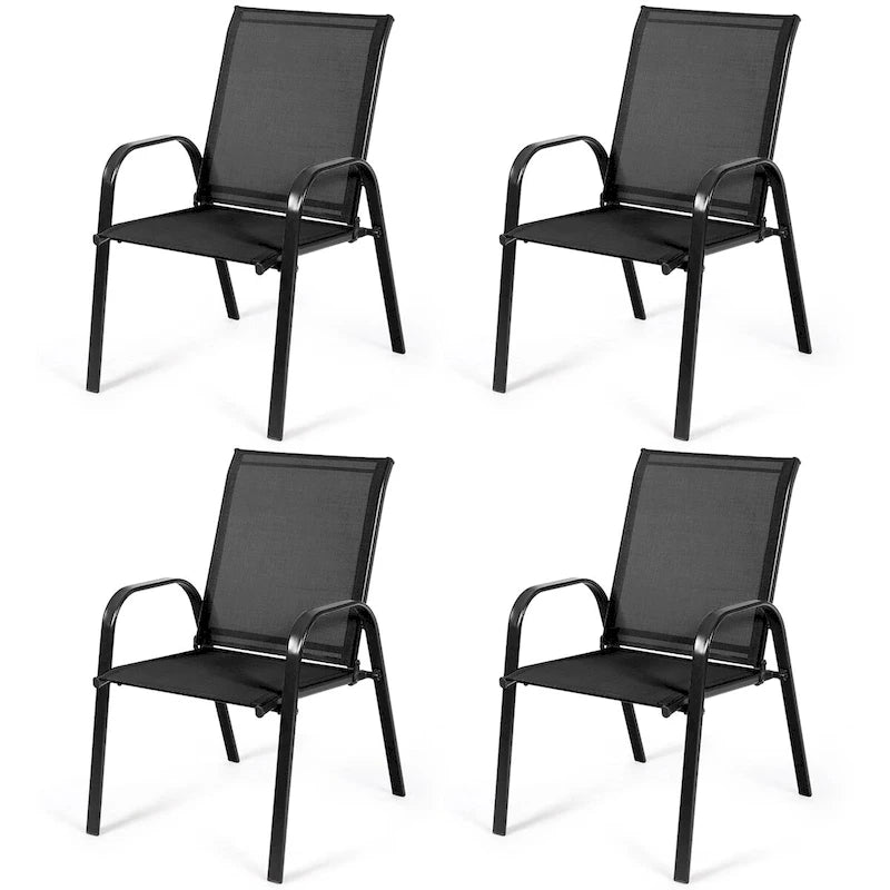 Sedia pieghevole da patio grigia/beige/nera/marrone con braccioli, set da 4