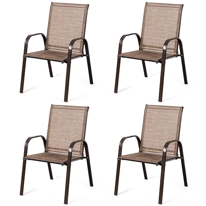 Sedia pieghevole da patio grigia/beige/nera/marrone con braccioli, set da 4