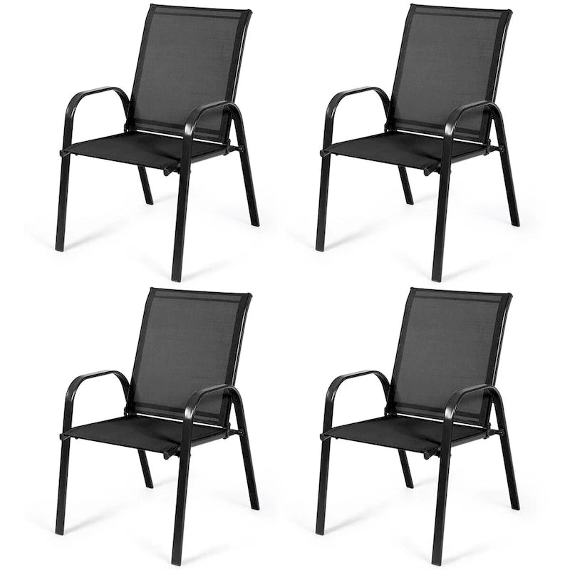 Sedia pieghevole da patio grigia/beige/nera/marrone con braccioli, set da 4