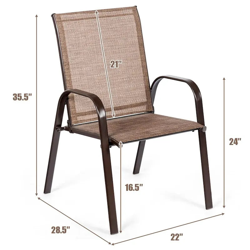 Sedia pieghevole da patio grigia/beige/nera/marrone con braccioli, set da 4