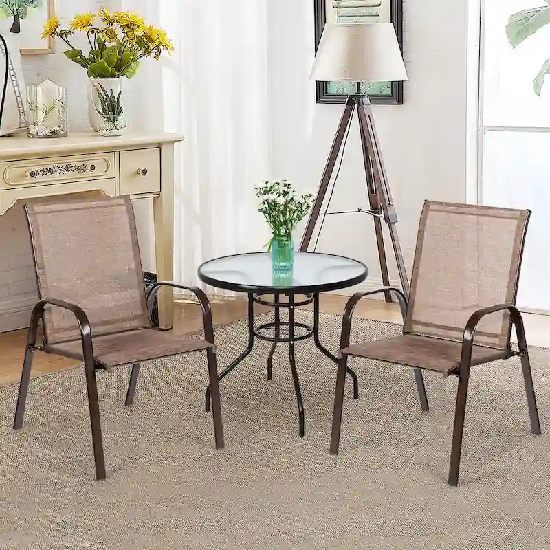 Sedia pieghevole da patio grigia/beige/nera/marrone con braccioli, set da 4