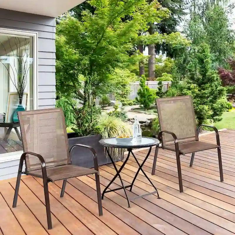 Sedia pieghevole da patio grigia/beige/nera/marrone con braccioli, set da 4