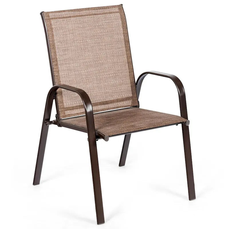 Sedia pieghevole da patio grigia/beige/nera/marrone con braccioli, set da 4
