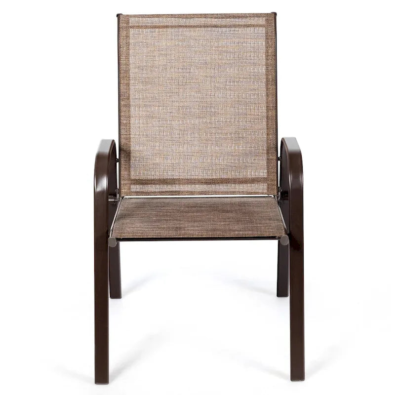 Sedia pieghevole da patio grigia/beige/nera/marrone con braccioli, set da 4