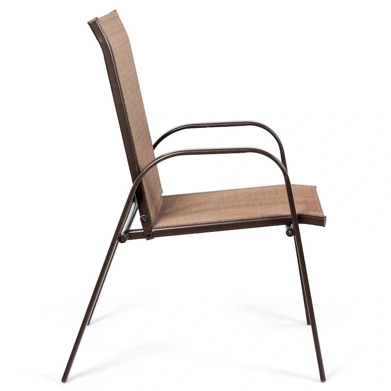 Sedia pieghevole da patio grigia/beige/nera/marrone con braccioli, set da 4