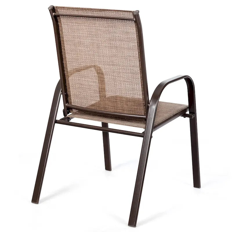 Sedia pieghevole da patio grigia/beige/nera/marrone con braccioli, set da 4