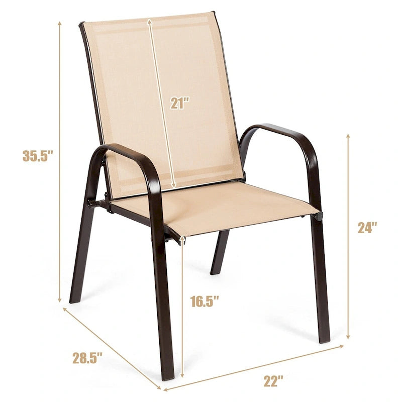 Sedia pieghevole da patio grigia/beige/nera/marrone con braccioli, set da 4