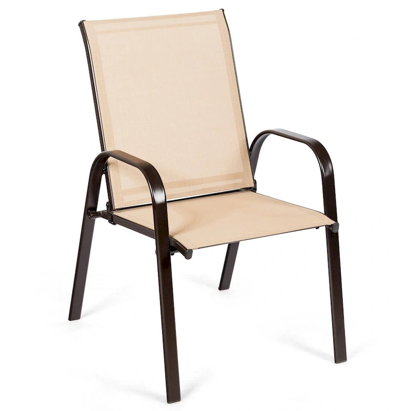 Sedia pieghevole da patio grigia/beige/nera/marrone con braccioli, set da 4