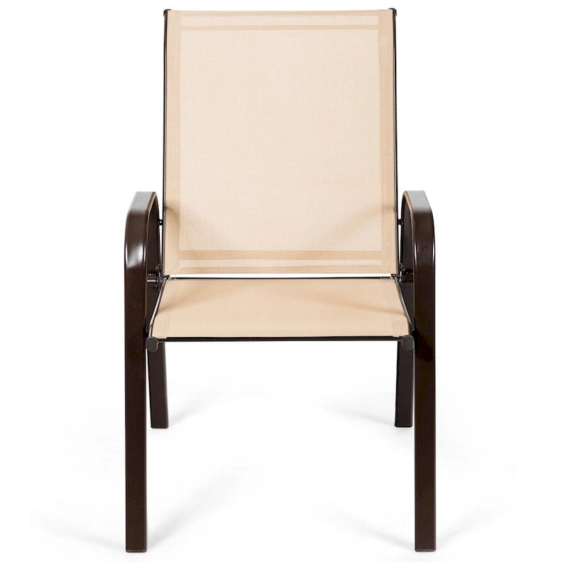 Sedia pieghevole da patio grigia/beige/nera/marrone con braccioli, set da 4