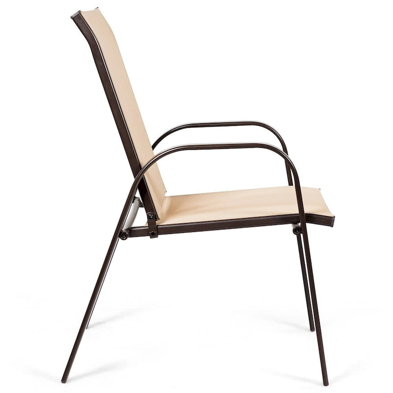 Sedia pieghevole da patio grigia/beige/nera/marrone con braccioli, set da 4