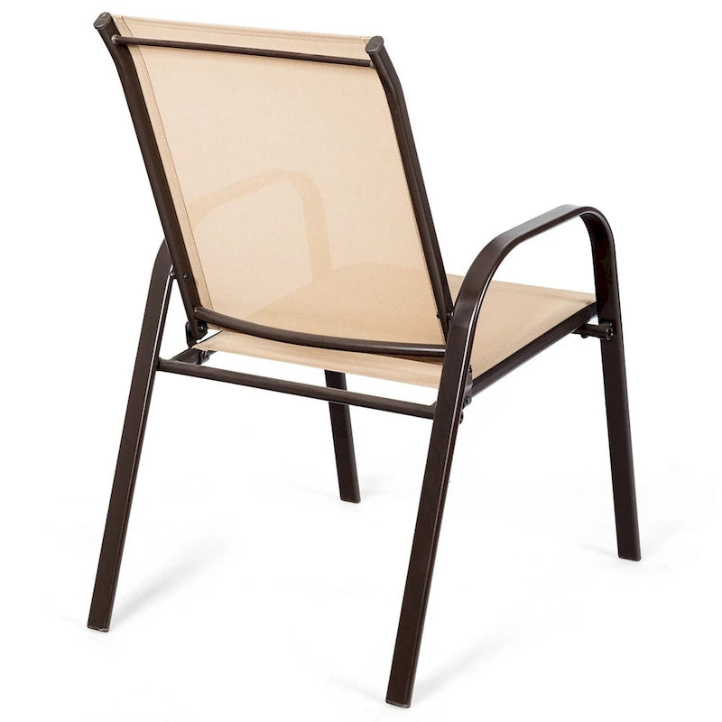 Sedia pieghevole da patio grigia/beige/nera/marrone con braccioli, set da 4