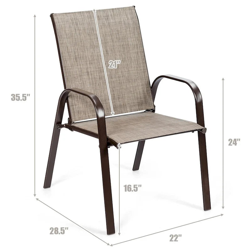 Sedia pieghevole da patio grigia/beige/nera/marrone con braccioli, set da 4