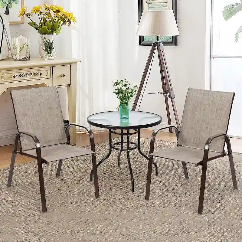 Sedia pieghevole da patio grigia/beige/nera/marrone con braccioli, set da 4