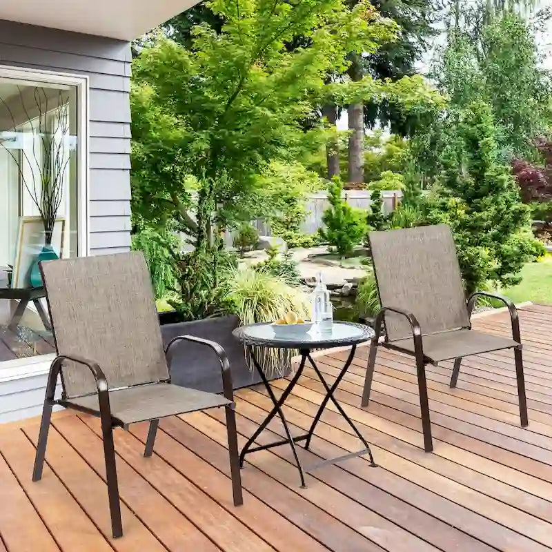 Sedia pieghevole da patio grigia/beige/nera/marrone con braccioli, set da 4