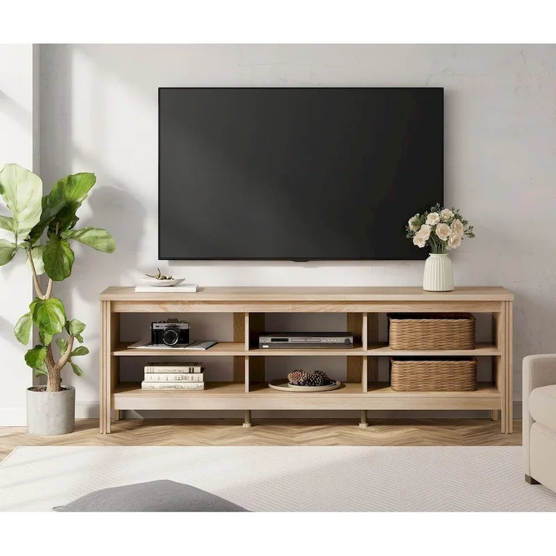 Mobile TV nero/espresso, con ripiano classico aperto, adatto per TV fino a 120 pollici