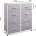 Cassettiera a 8 cassetti in tessuto, Grigio scuro / Carbone / Grigio chiaro, per uso singolo