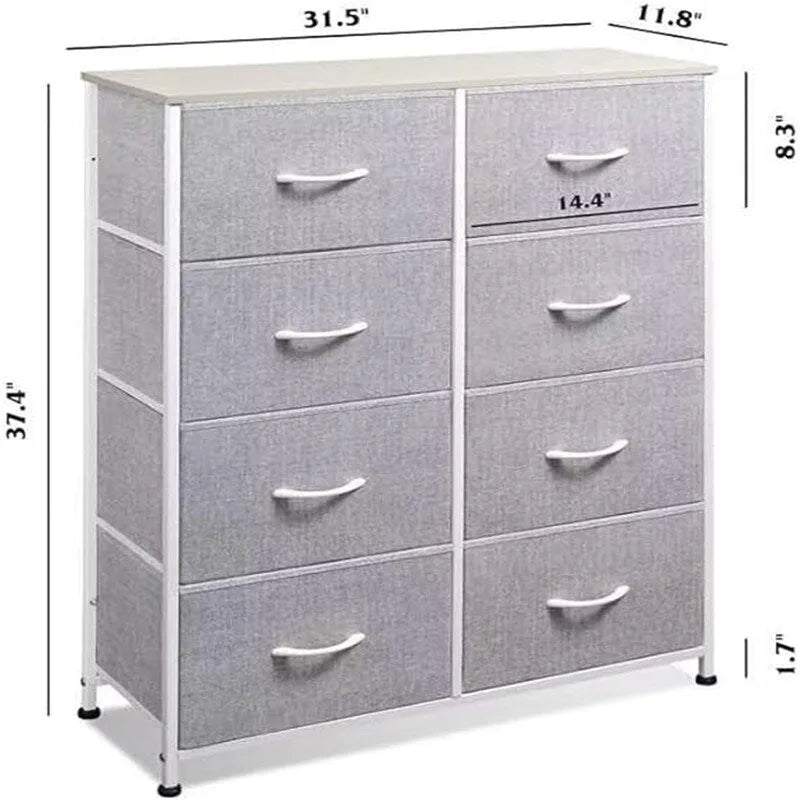 Cassettiera a 8 cassetti in tessuto, Grigio scuro / Carbone / Grigio chiaro, per uso singolo