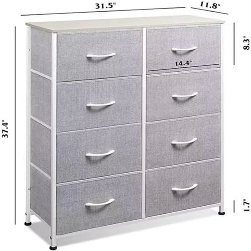 Cassettiera a 8 cassetti in tessuto, Grigio scuro / Carbone / Grigio chiaro, per uso singolo