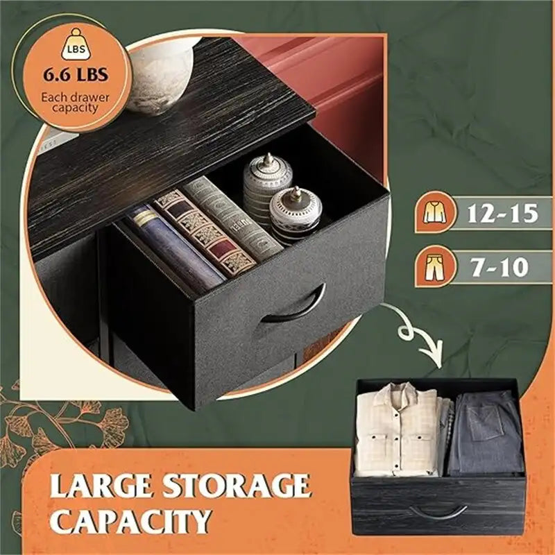 Cassettiera a 8 cassetti in tessuto, Grigio scuro / Carbone / Grigio chiaro, per uso singolo