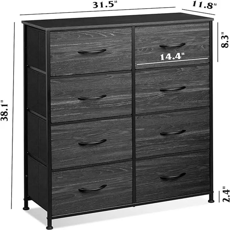 Cassettiera a 8 cassetti in tessuto, Grigio scuro / Carbone / Grigio chiaro, per uso singolo