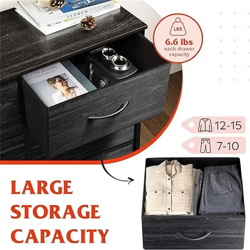 Cassettiera a 8 cassetti in tessuto, Grigio scuro / Carbone / Grigio chiaro, per uso singolo