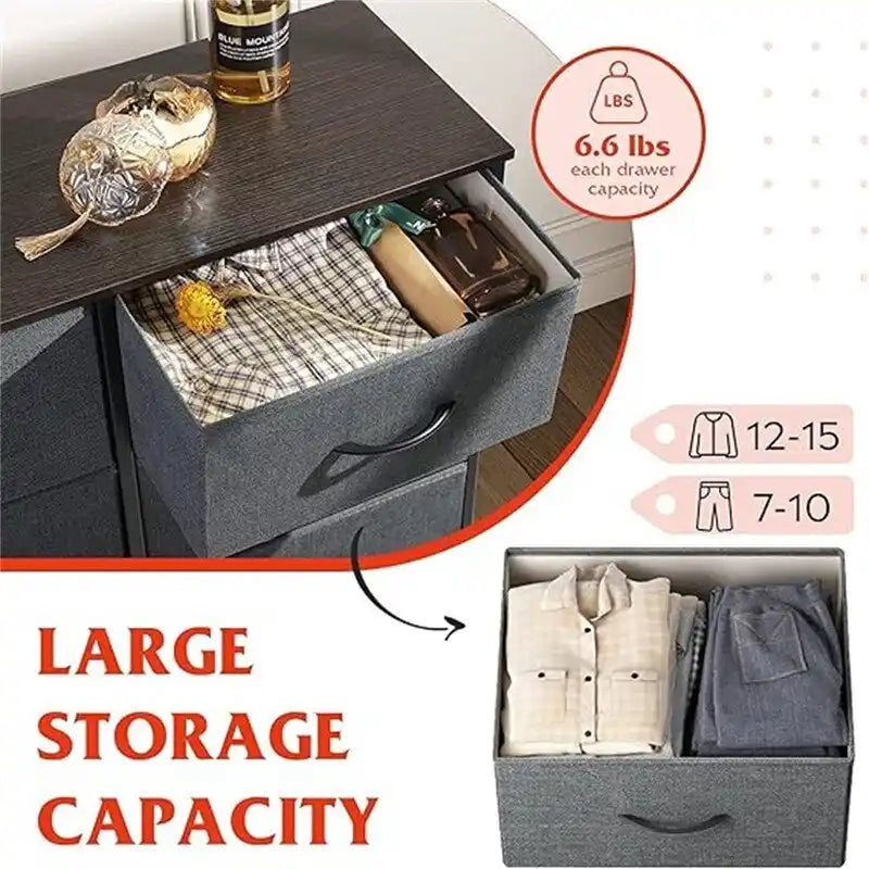Cassettiera a 8 cassetti in tessuto, Grigio scuro / Carbone / Grigio chiaro, per uso singolo