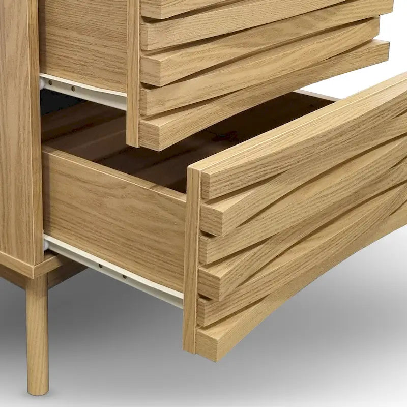 Comodino a 2 cassetti effetto rovere, singolo