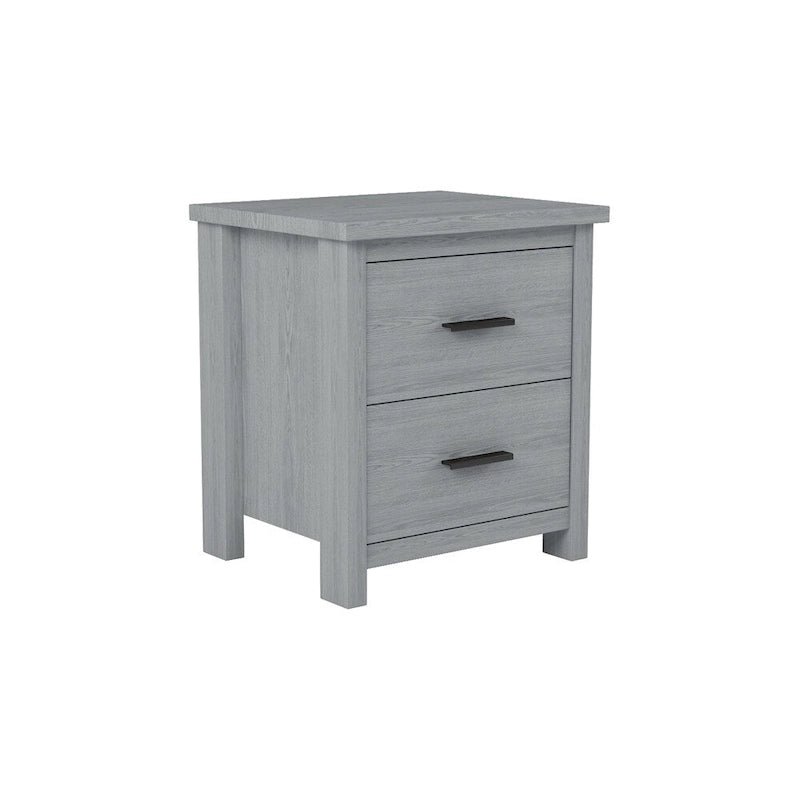 Comodino a 2 cassetti noce/grigio chiaro, singolo