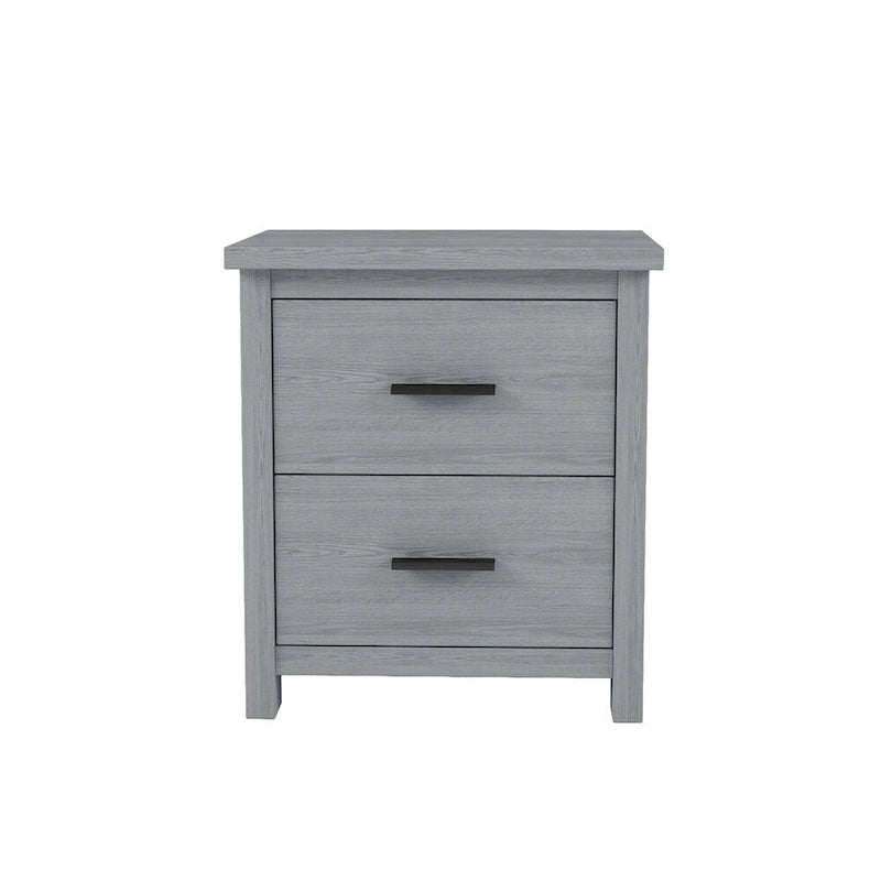 Comodino a 2 cassetti noce/grigio chiaro, singolo