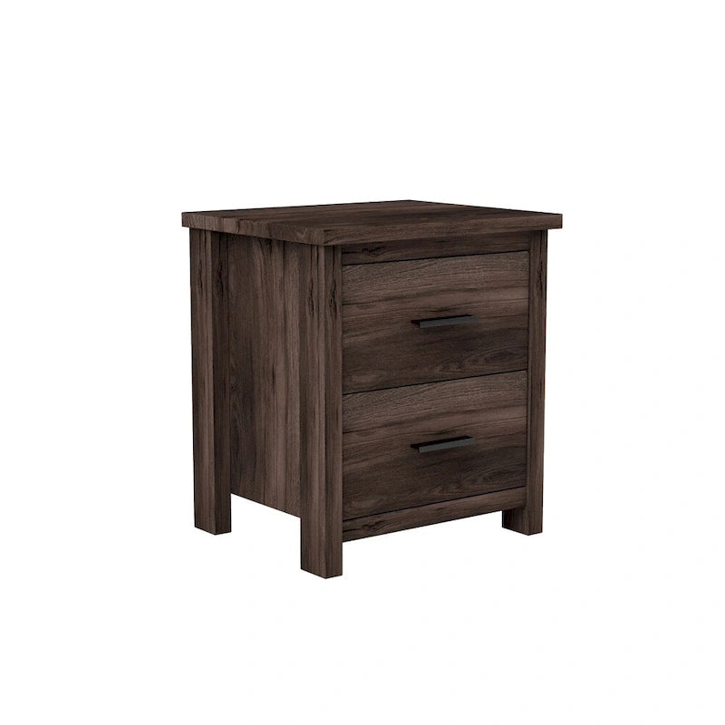 Comodino a 2 cassetti noce/grigio chiaro, singolo