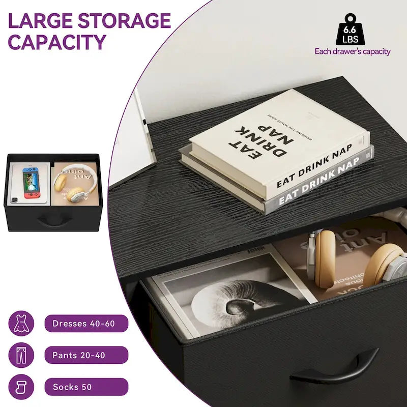Cassettiera in tessuto grigio a 4 cassetti, mobile contenitore per 1