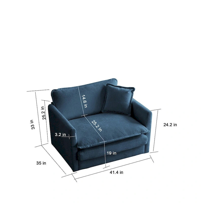 Set divano moderno 3 pezzi in ciniglia blu/bianco (fino a 4 posti)