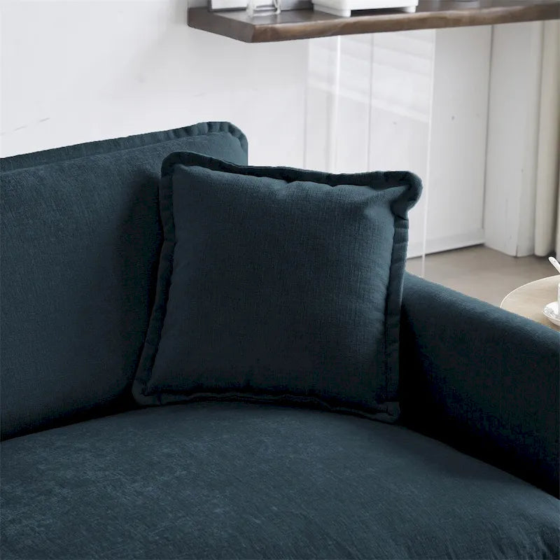 Set divano moderno 3 pezzi in ciniglia blu/bianco (fino a 4 posti)