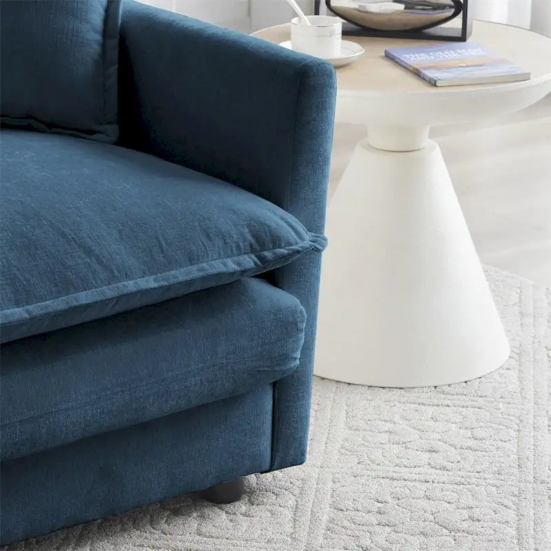 Set divano moderno 3 pezzi in ciniglia blu/bianco (fino a 4 posti)