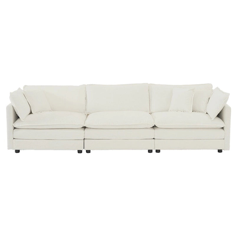 Set divano moderno 3 pezzi in ciniglia blu/bianco (fino a 4 posti)