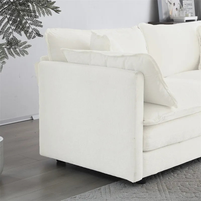 Set divano moderno 3 pezzi in ciniglia blu/bianco (fino a 4 posti)
