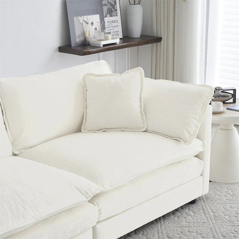 Set divano moderno 3 pezzi in ciniglia blu/bianco (fino a 4 posti)