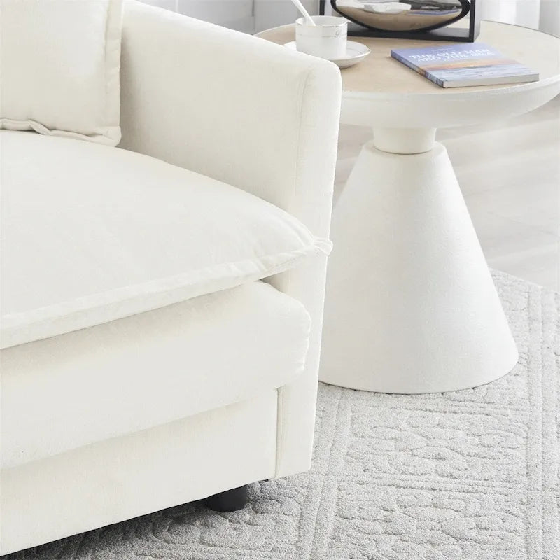 Set divano moderno 3 pezzi in ciniglia blu/bianco (fino a 4 posti)