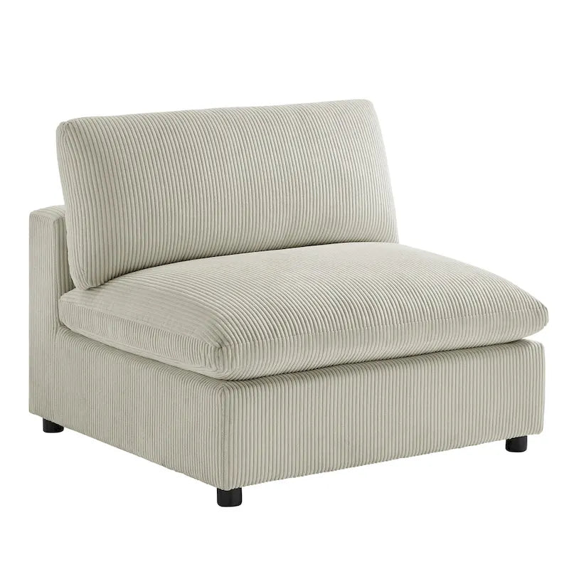 Divano componibile a 5 pezzi in velluto a coste e tessuto color antracite/beige