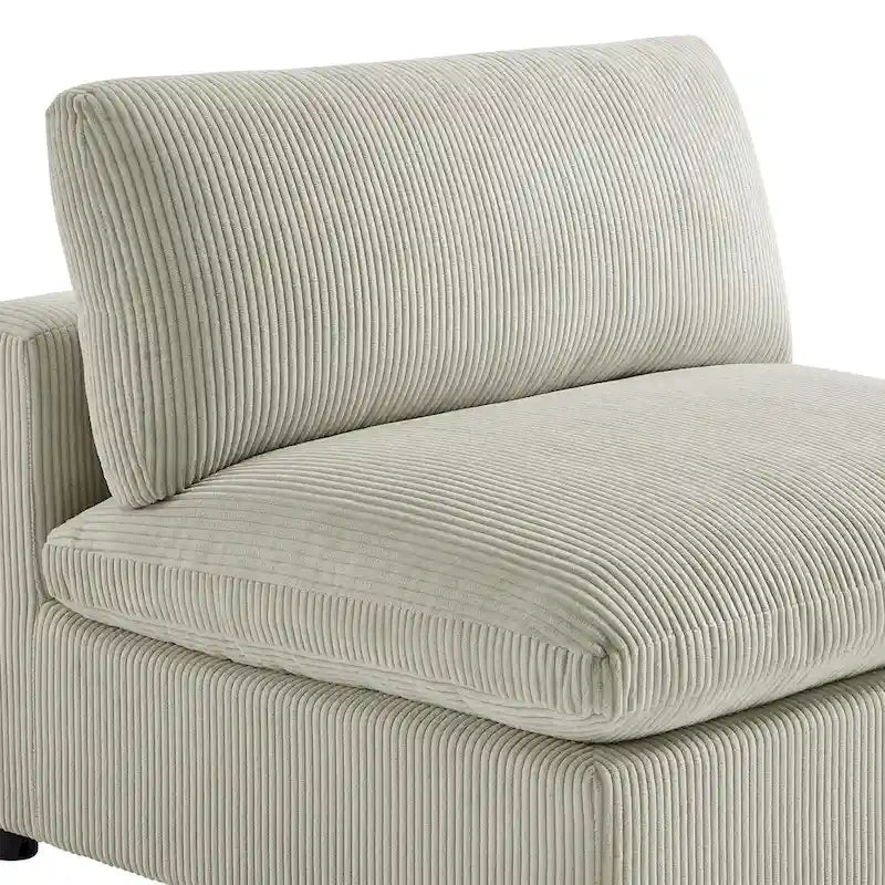 Divano componibile a 5 pezzi in velluto a coste e tessuto color antracite/beige