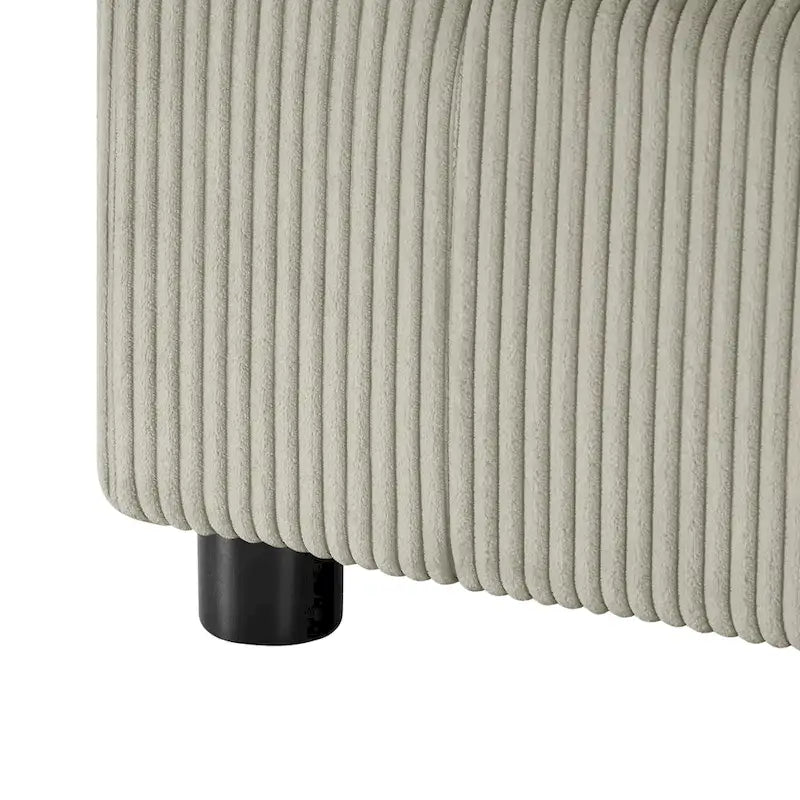 Divano componibile a 5 pezzi in velluto a coste e tessuto color antracite/beige