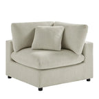Divano componibile a 5 pezzi in velluto a coste e tessuto color antracite/beige