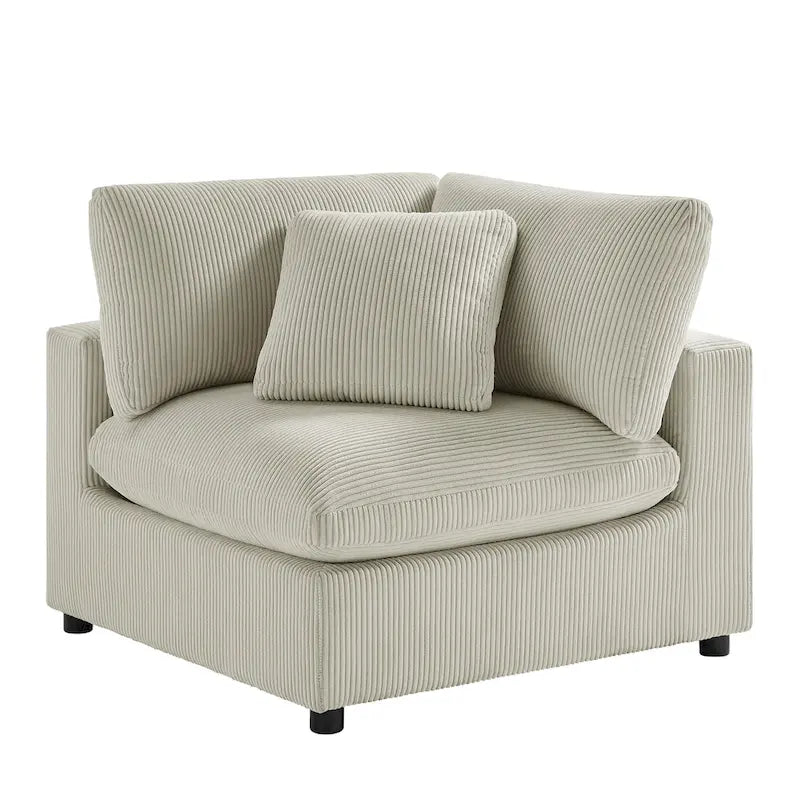 Divano componibile a 5 pezzi in velluto a coste e tessuto color antracite/beige