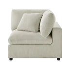 Divano componibile a 5 pezzi in velluto a coste e tessuto color antracite/beige