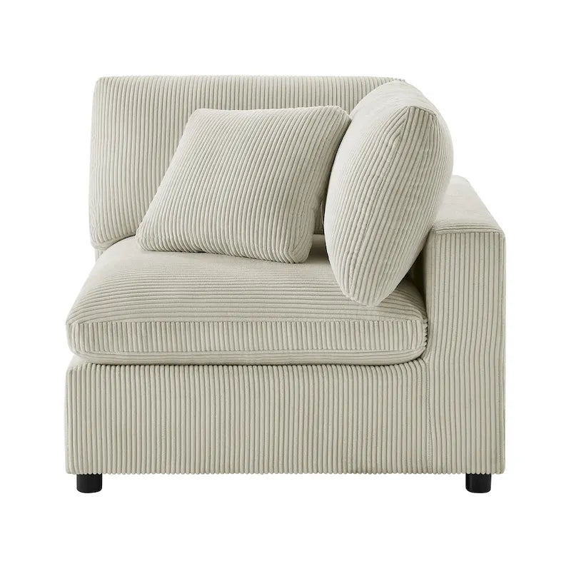 Divano componibile a 5 pezzi in velluto a coste e tessuto color antracite/beige