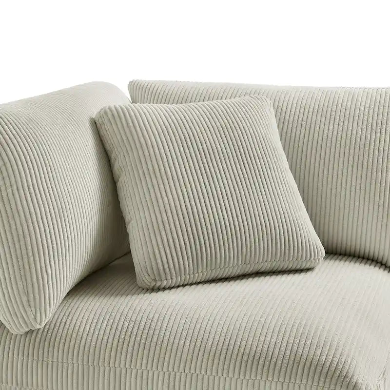 Divano componibile a 5 pezzi in velluto a coste e tessuto color antracite/beige