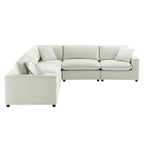 Divano componibile a 5 pezzi in velluto a coste e tessuto color antracite/beige
